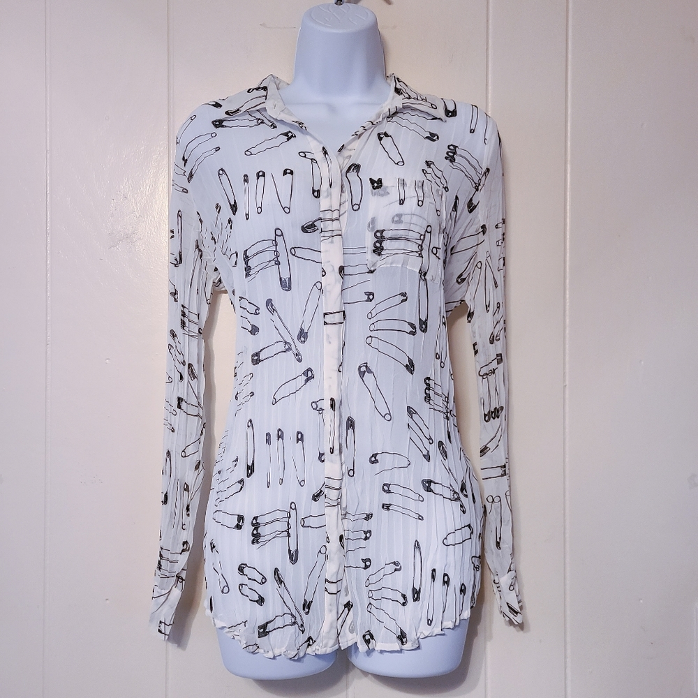 Rock & Republic Safety Pin Sheer Blouse